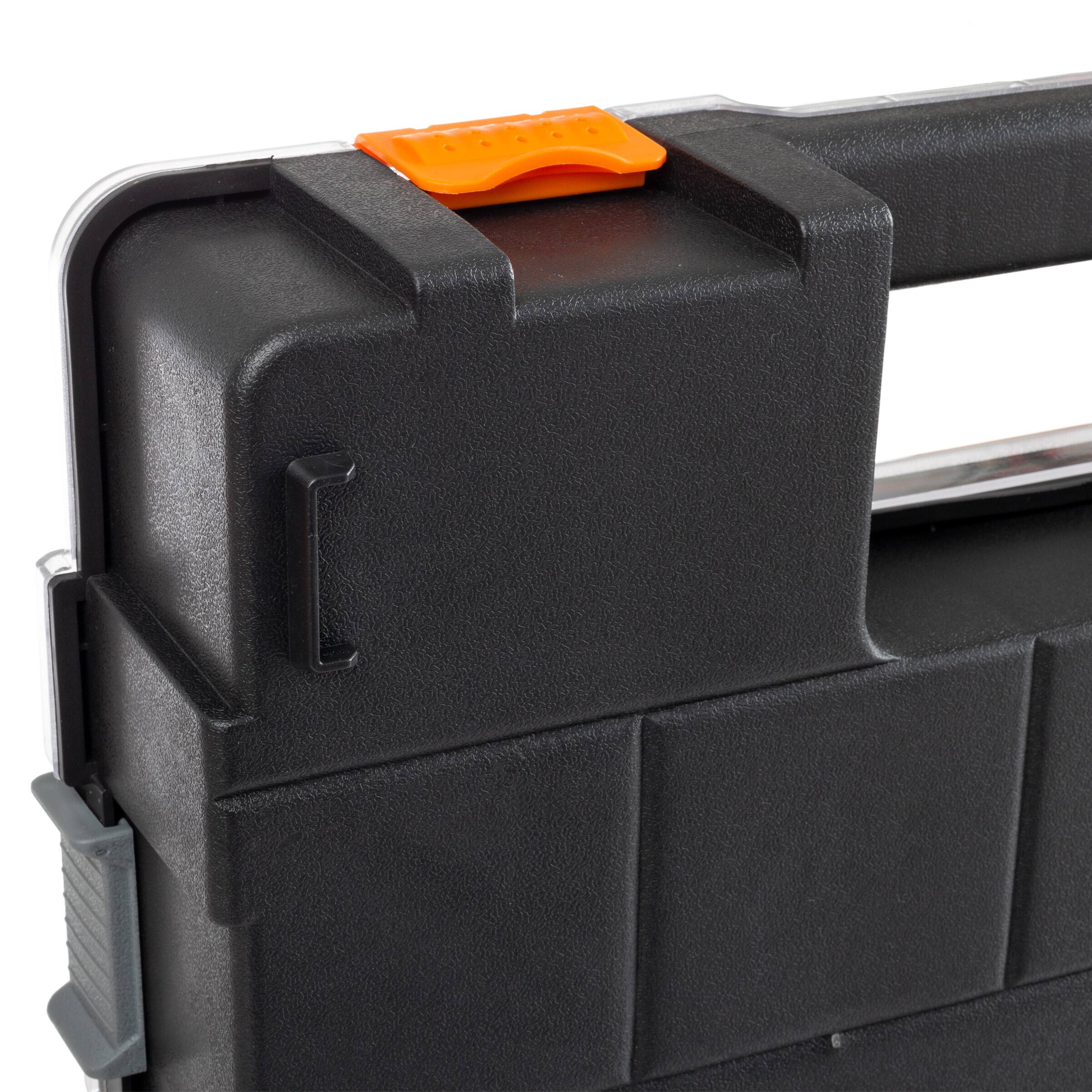 Back. Stalwart - 3-Tier 52-Compartment Parts Organizer - Dark Gray and Orange.