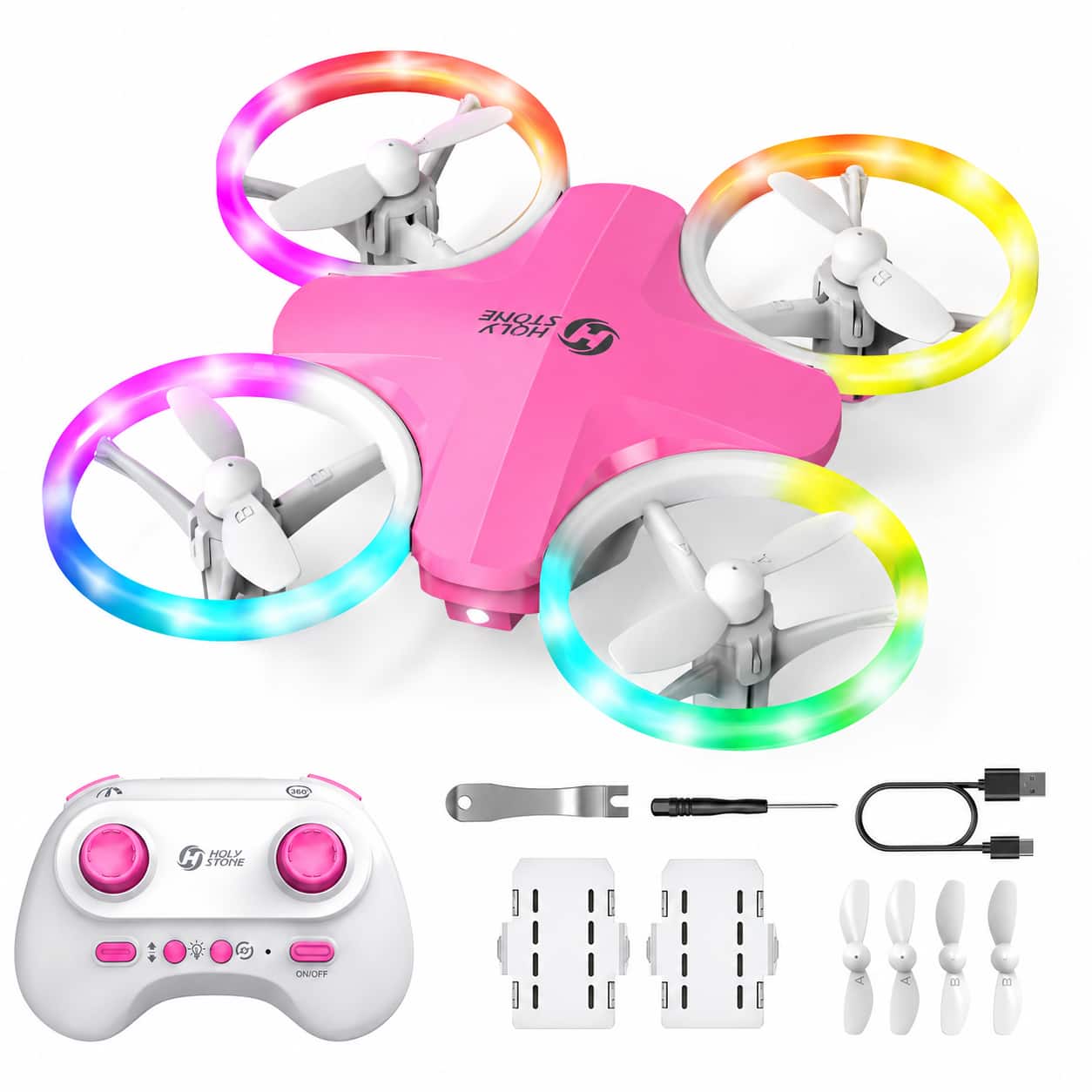 Holy Stone - AeroMini Indoor Drone with Auto Hover, Circle Flight and 3 Batteries