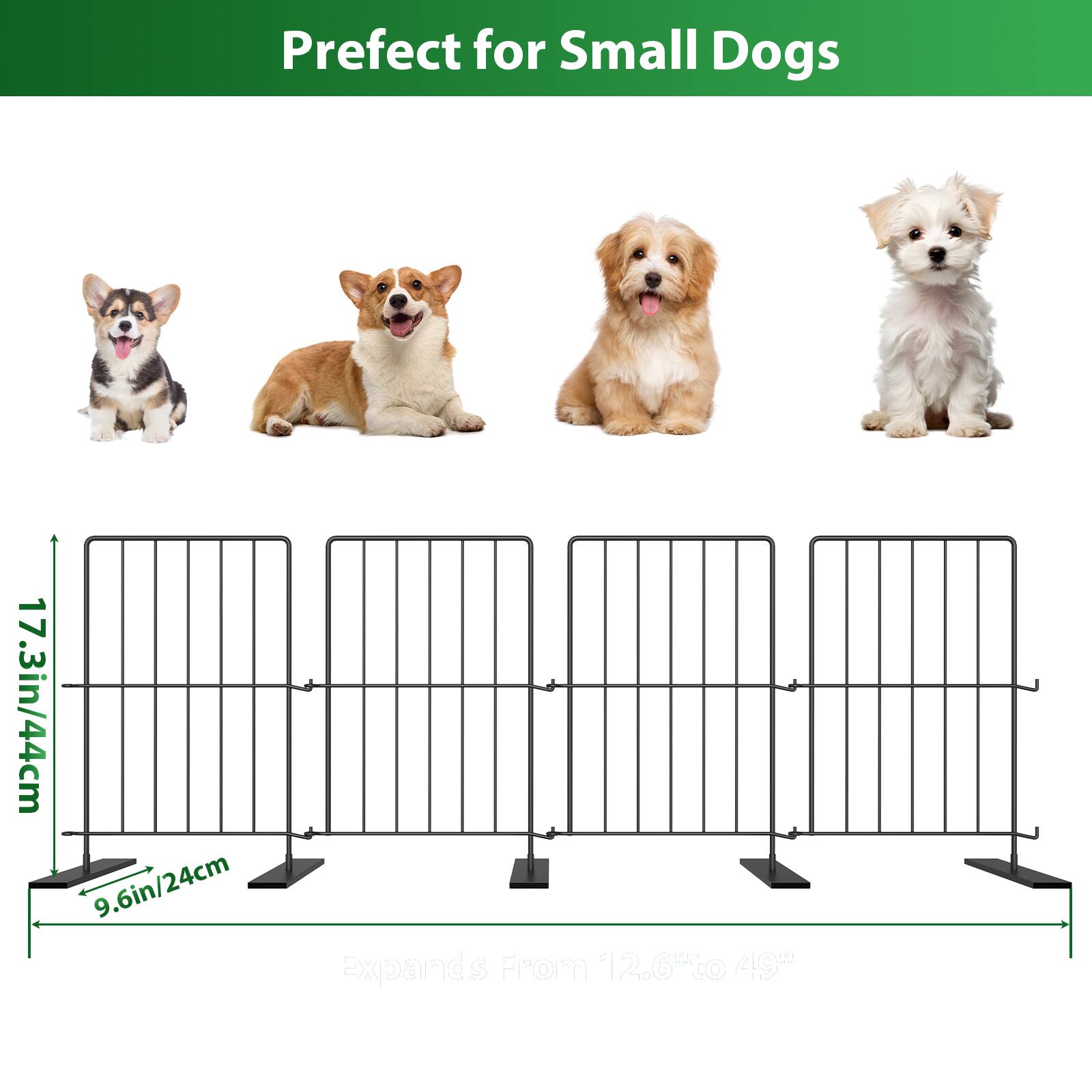 Prefect for Small Dogs  
17.3in/44cm  
9.6in/24cm  
Ln expands From 12.6" to 49"