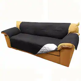 Kitcheniva - Reversible Quilted Microfiber Sofa Cover Furniture Protector for Pets Kids & Dogs Wide Sofa Black - Gray