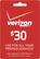 Front. Verizon Prepaid - $30 Refill Card.