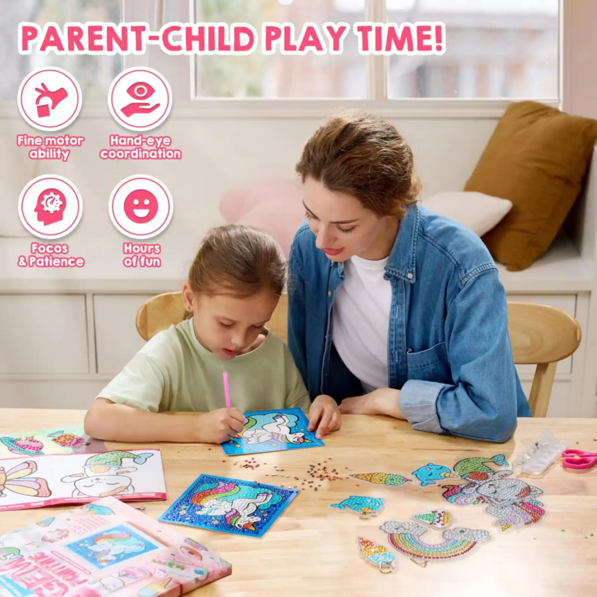PARENT-CHILD PLAY TIME!  
Fine motor Hand-eye ability Coordination  
Focos & Patience  
Hours of fun  
MEET ONLINE