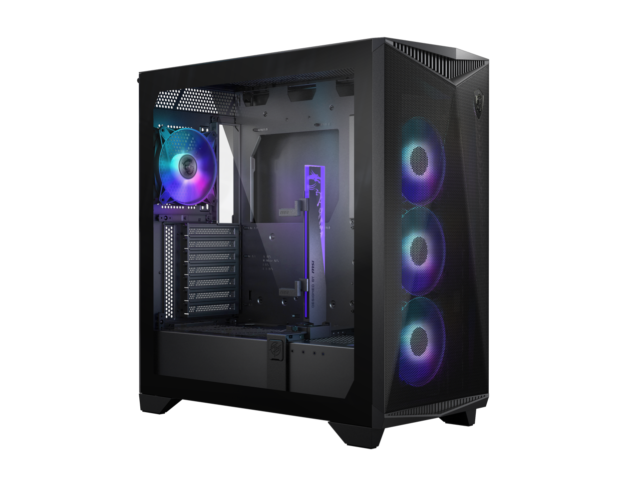 MSI - MPG GUNGNIR 300R AIRFLOW, 2xUSB 3.2 Gen1, 1xUSB 3.2 Gen2 Type-C, 4x120mm ARGB Fan, Tempered Glass, Black - Black