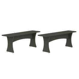 Manhattan Comfort - Coney Mid-Century Modern Dining Bench - Set of 2 - Charcoal Gray