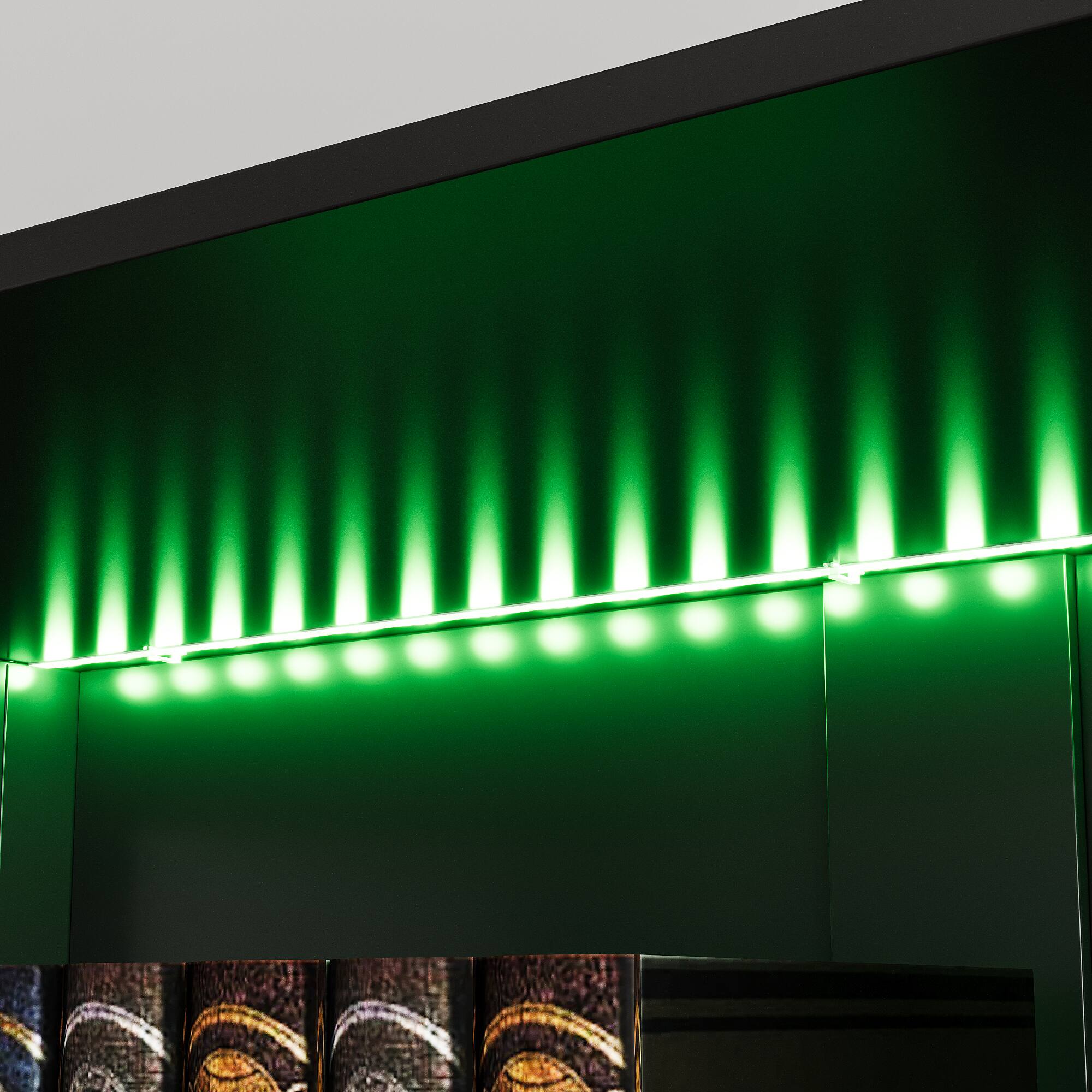 Alt View 5. Famapy - Lighted Display Bookcase with Tempered Glass Doors, Adjustable Shelves, LED Ambient Lighting and Anti-Tip Kit - Black.