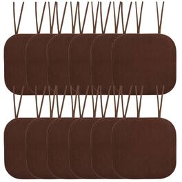 Sweet Home Collection - Honeycomb Memory Foam Non-Slip 16" x 16" Chair Cushion Pad with Ties, 12-Pack - Chocolate