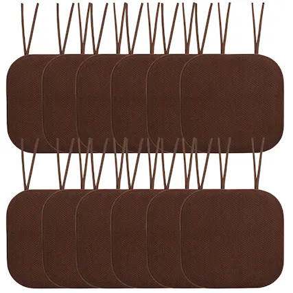Front. Sweet Home Collection - Honeycomb Memory Foam Non-Slip 16" x 16" Chair Cushion Pad with Ties, 12-Pack - Chocolate.
