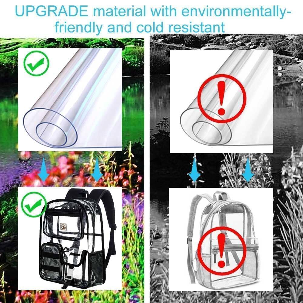 Alt View 5. Pacoar Cade - 3pcs Clear Backpack For  Transparent Bookbag Heavy Duty See Through Backpacks - Deep Purple.