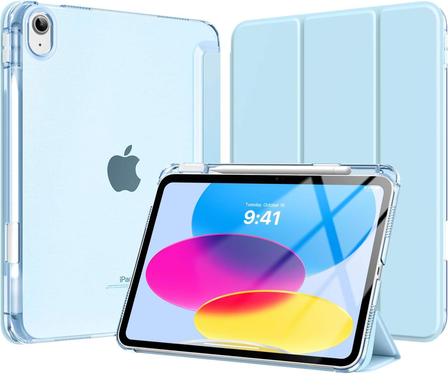 VIKESI - Case for iPad A16 11 inch 2025 / iPad 10th 10.9 inch 2022 - Fashion Design, Shock Proof Edge Cover,Full Function Support - Ice Blue