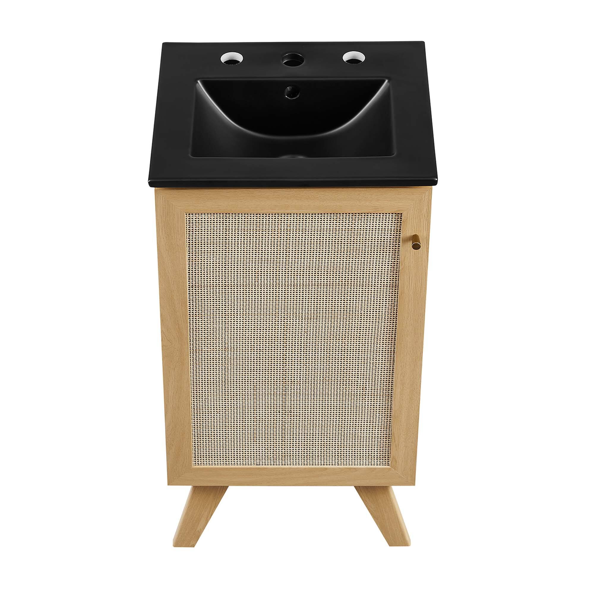 Alt View 10. Modway - Soma Bathroom Vanity with Black Basin Included by Modway - Oak Black.