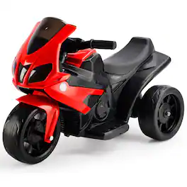 Topteng - 6V Kids Electric Motorcycle with Remote Control - 3-Wheel Design, LED Light, for Ages 3-8 - Red