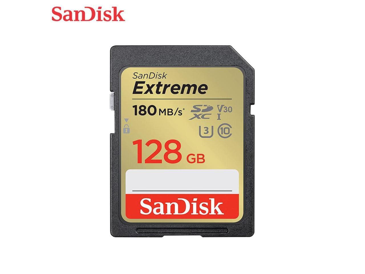 SANDISK - 128GB Extreme SDXC UHS-I/U3 Class 10 V30 Memory Card, Speed Up to 180MB/s (SDSDXVA-128G-GNCIN)