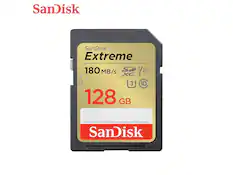 SanDisk Extreme
180 MB/s
V30
SDXC I
U3
10
128 GB