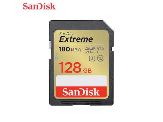 SanDisk Extreme
180 MB/s
V30
SDXC I
U3
10
128 GB