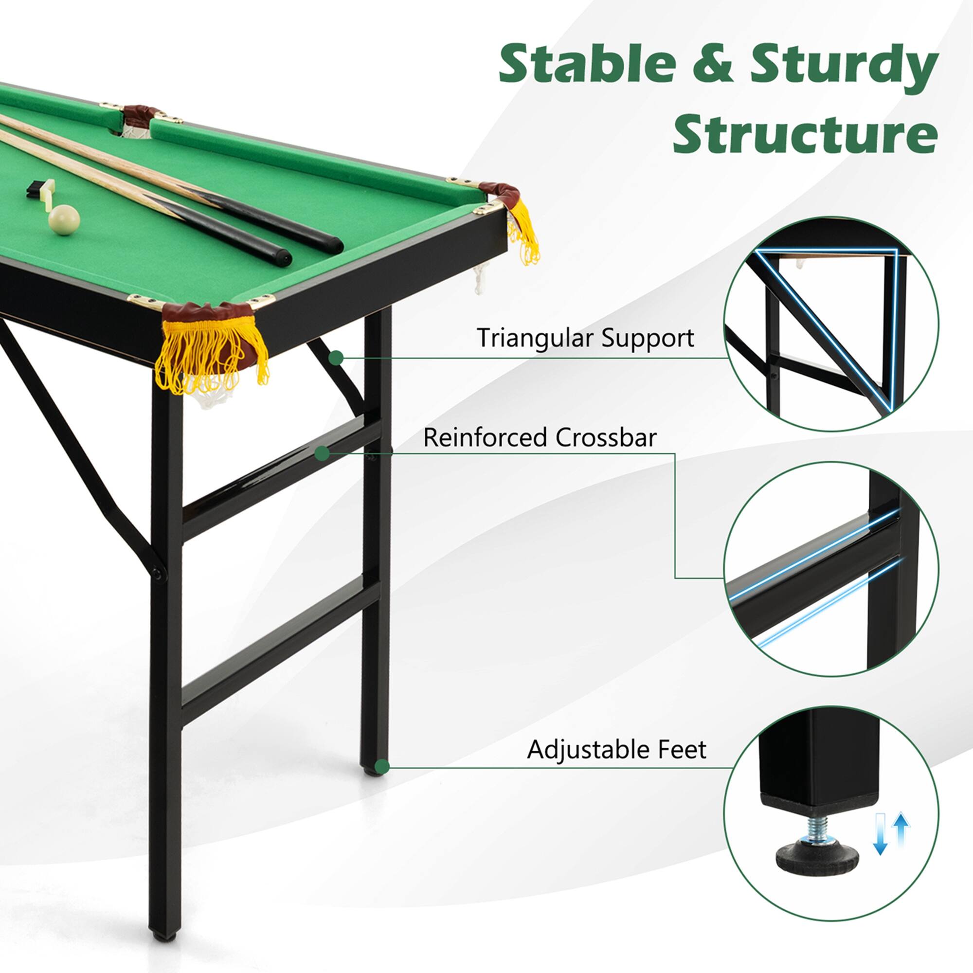 Stable & Sturdy Structure: Triangular Support Reinforced Crossbar Adjustable Feet