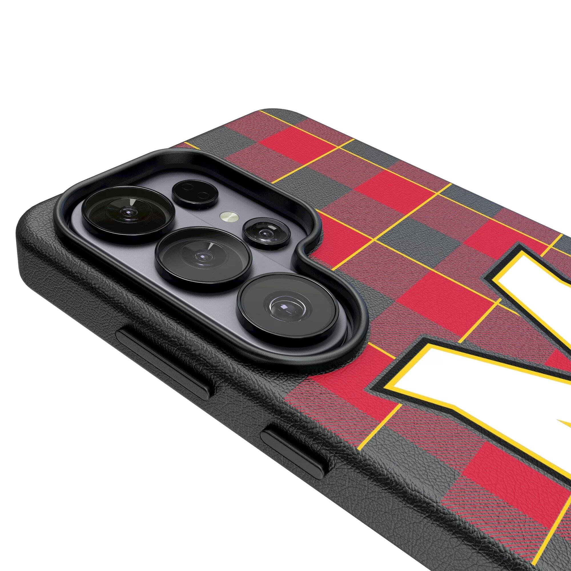 Alt View 2. Keyscaper - Maryland Terrapins Plaid Galaxy Magnetic Bump Case - S26 - Black.
