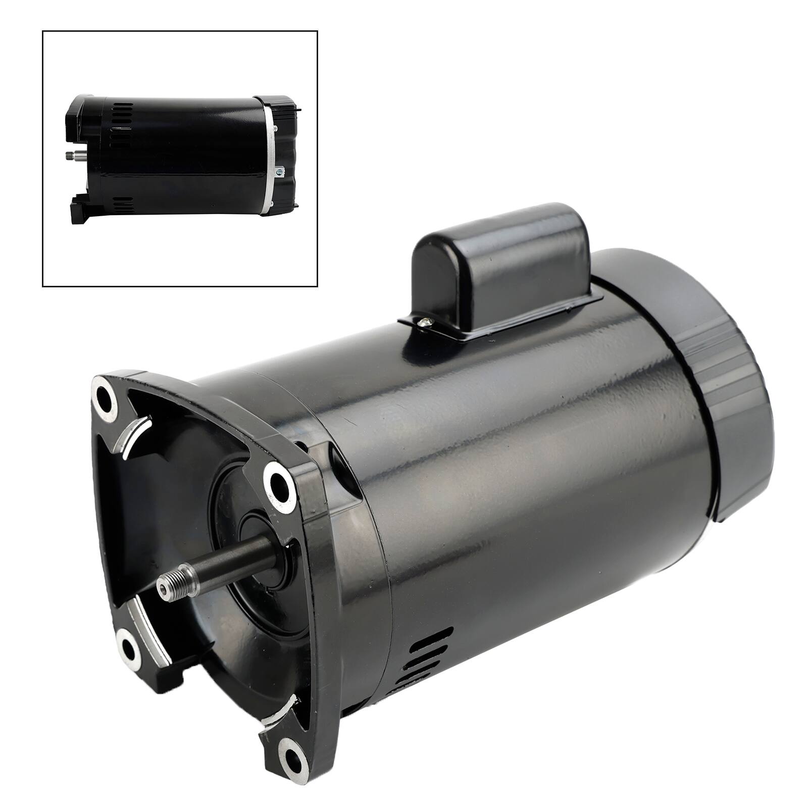 Alt View 5. Topteng - 1.5HP 115/230V Square Flange Pool Pump Motor - Replaces B2854, B2854V1, 3450 RPM, Auto Overload Protection.