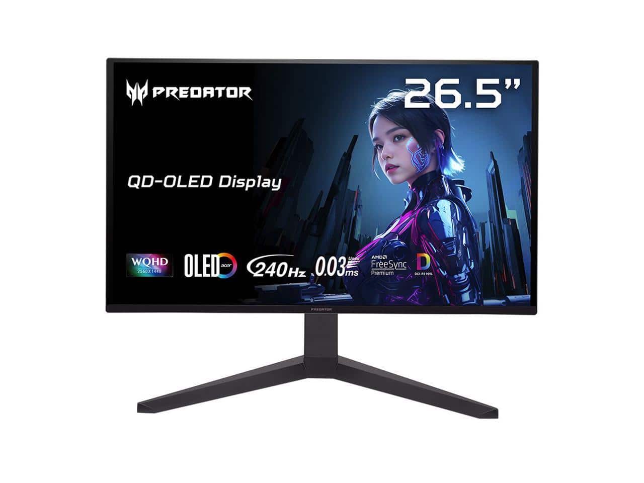 Acer - Predator 27" WQHD 2K 240Hz AMD FreeSync OLED Gaming Monitor with Adjustable Stand