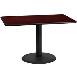 Emma + Oliver - 30"x48" Rectangular Laminate Table with 24" Round Table Base - Mahogany