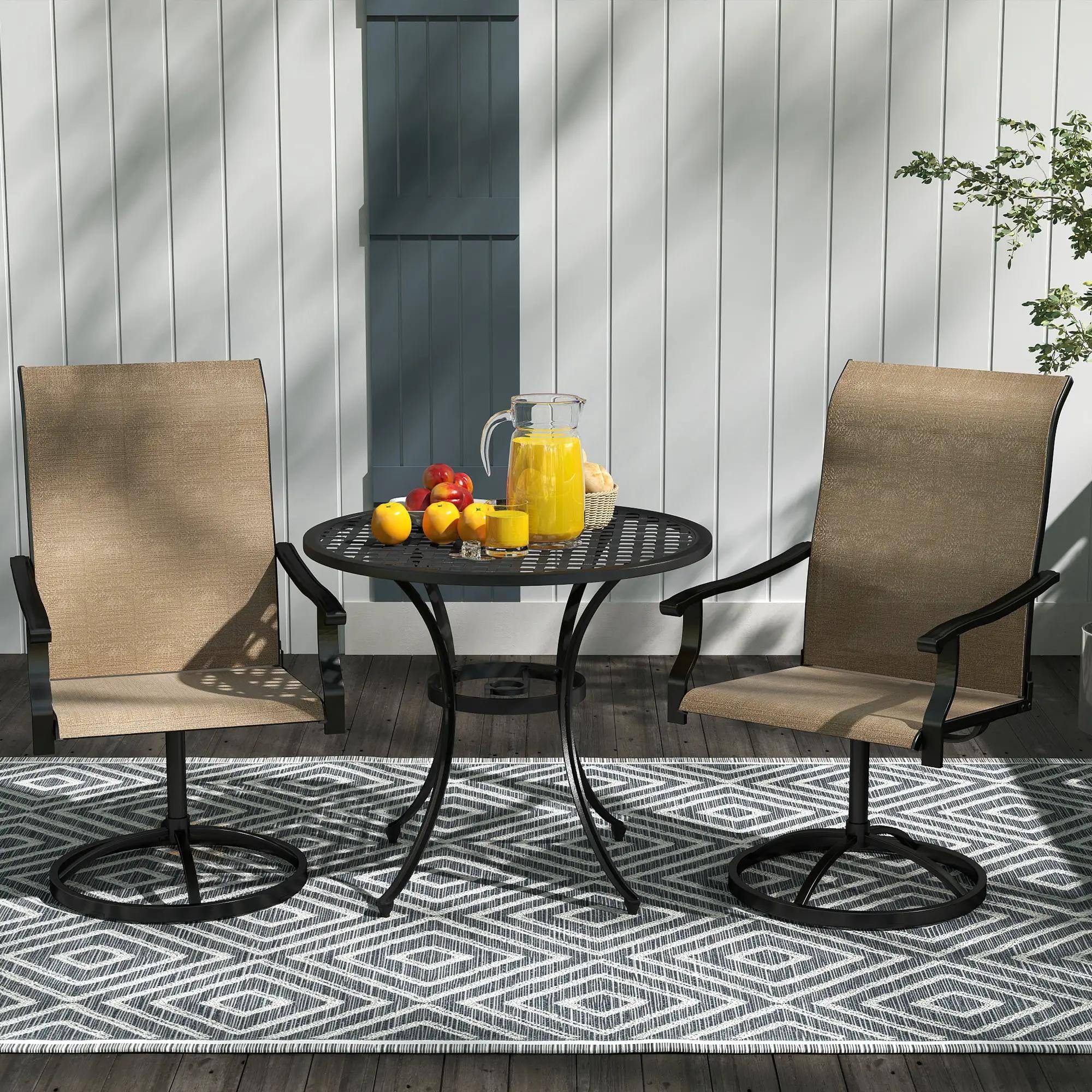 Alt View 1. Resenkos - Resenkos Swivel Patio Chairs Set of 2, Weatherproof Mesh High-Back Dining Seats, Outdoor, Garden, Yard, Durable,Brown - Brown.