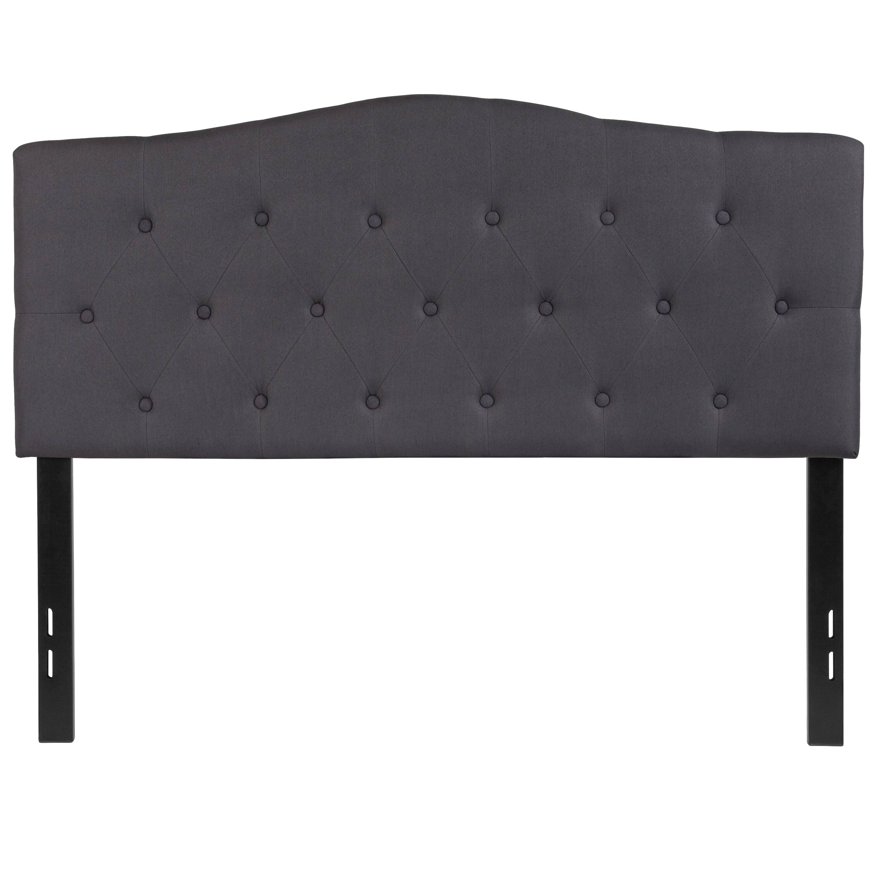 Alt View 5. Emma + Oliver - Arched Button Tufted Upholstered Headboard - Dark Gray.