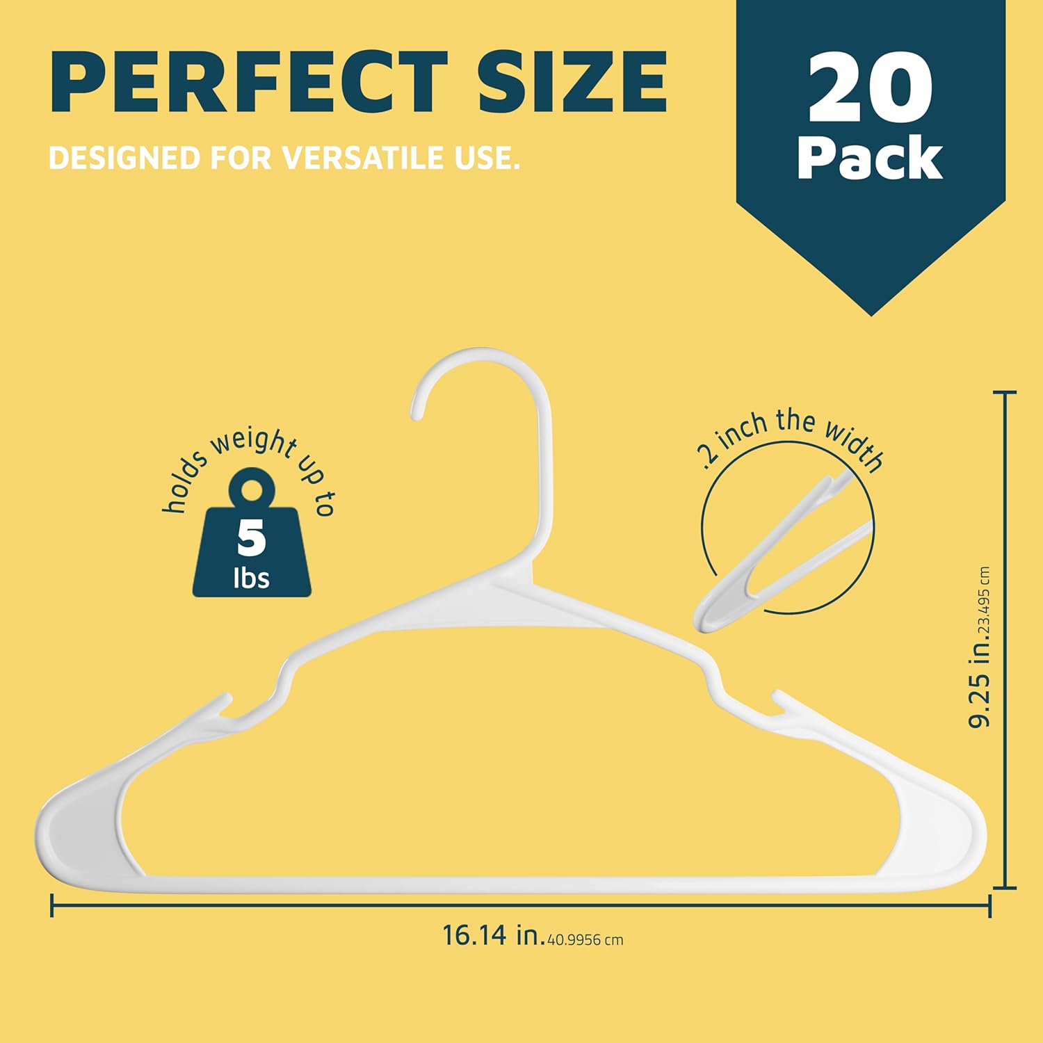 PERFECT SIZE DESIGNED FOR VERSATILE USE. 20 Pack. holds up to 5 lbs. 2 inch the width. 9.25 in. 16.14 in. 40.9956cm. 23.495 cm.