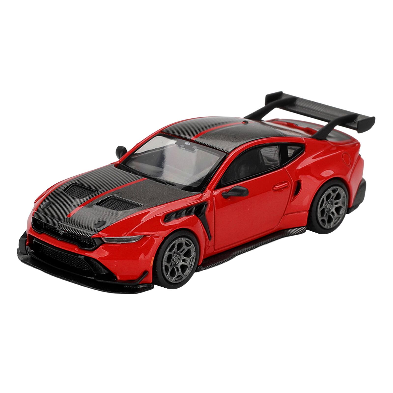 Alt View 3. True Scale Miniatures - Ford Mustang GTD Race Red with Carbon Hood and Top Limited Edition 1/64 Die Cast Model Car by Mini GT.