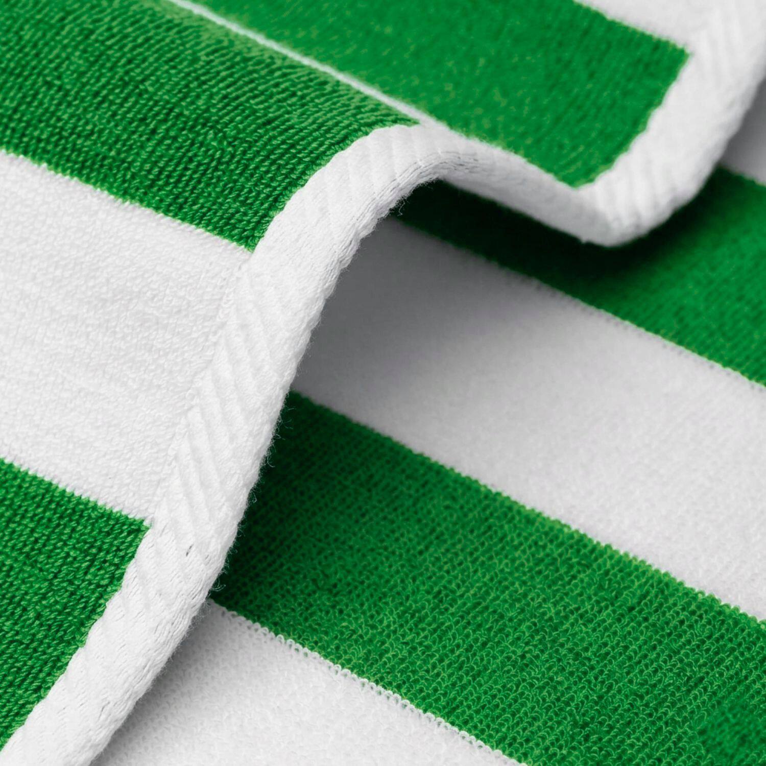 Alt View 1. Plazatex - Plazatex Cabana Terry Cloth Stripe 80% Cotton 20% Polyester 2 Pack Beach Bath Towel 36" x 66" Green - Green.