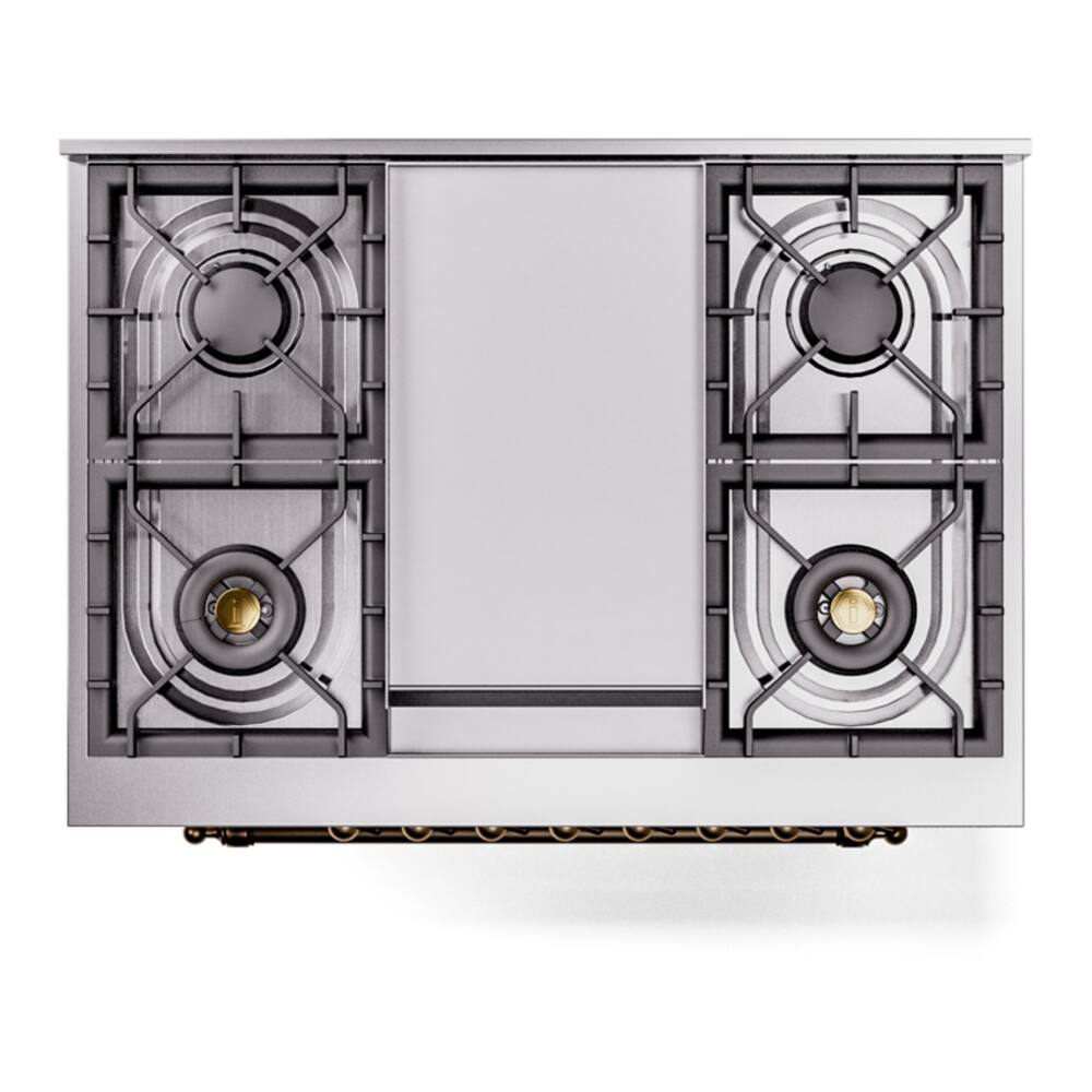 Alt View 8. ILVE - ILVE Nostalgie II Series 36 in. Dual Fuel Range with 6 Sealed Burners + Griddle (Natural Gas, Burnished Trim) - White.