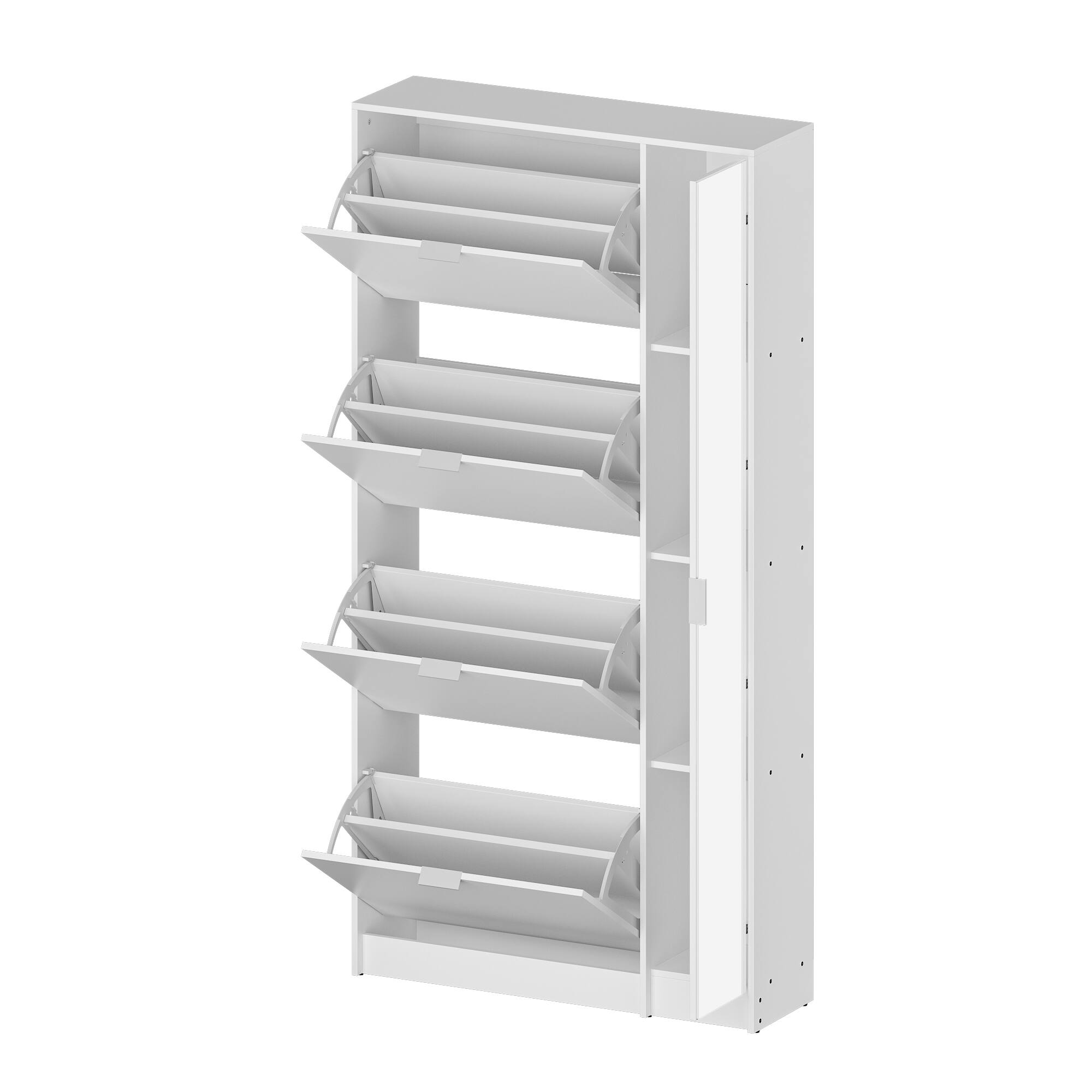 Angle. Famapy - Famapy Vertical Flip - Down Shoe Cabinet with Full - Length Mirror - White.