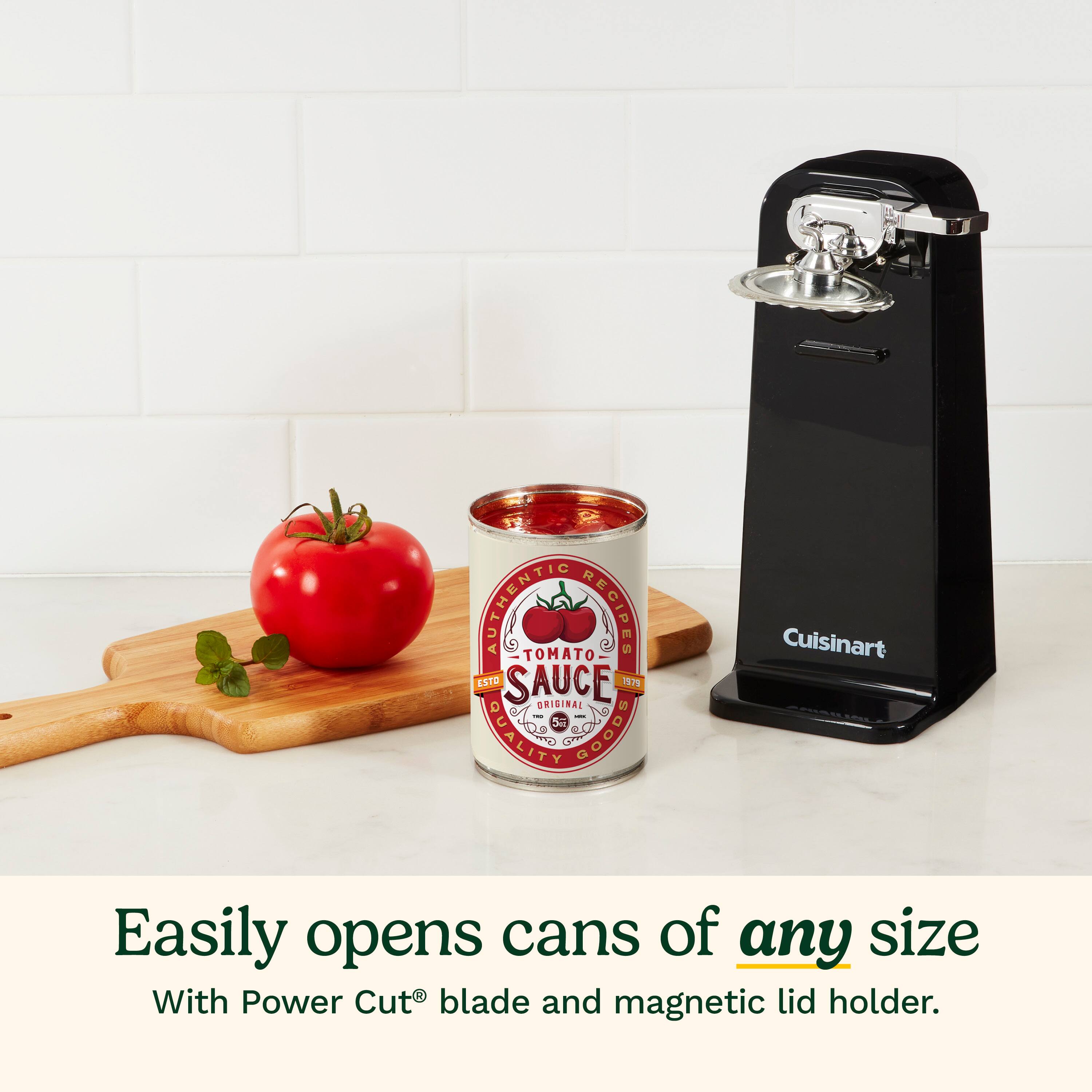Cuisinart Easily opens cans of any size with Power Cut blade and magnetic lid holder. Authentic tomato recipes established 1786. Original 5 quality sauce.