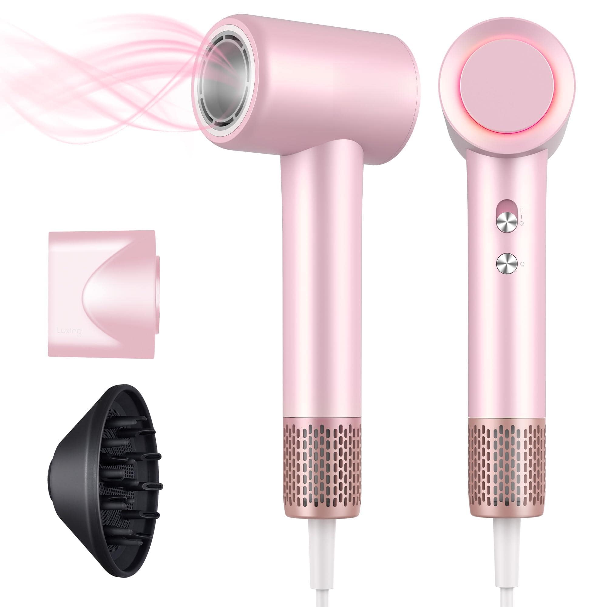 The Best Inks - 1500W Ionic Lightweight Travel Hair Dryer Professional Grade with Advanced Technology for Fast Drying - Pink
