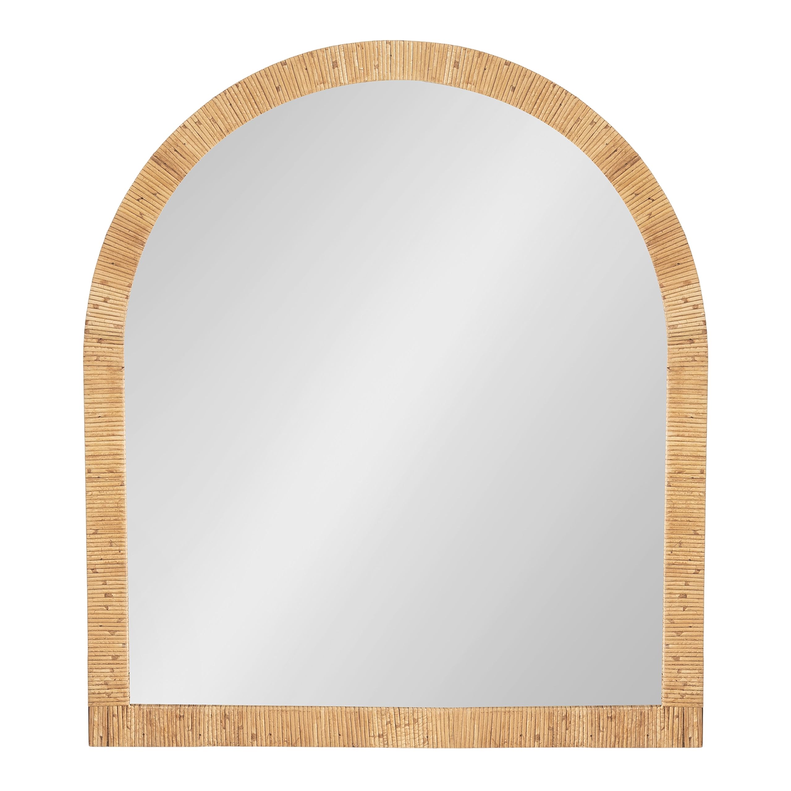 Alt View 5. Cedar Assembly - Rahfy Boho Arch Rattan Wall Mirror 28 X 32 Wood Decorative Wooden With Authentic Frame For Bathroom Vanity - Brown-30"L x 20"W.