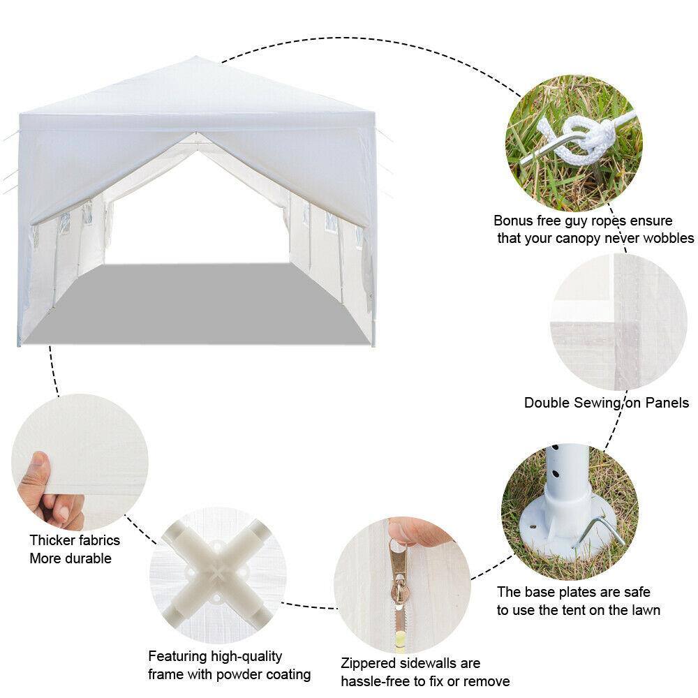 - Bonus free guy ropes ensure that your canopy never wobbles
- Double Sewing on Panels
- Thicker fabrics, More durable
- The base plates are safe to use the tent on the lawn
- Featuring high-quality sidewalls are Zippered frame with powder coating
- hassle-free to fix or remove