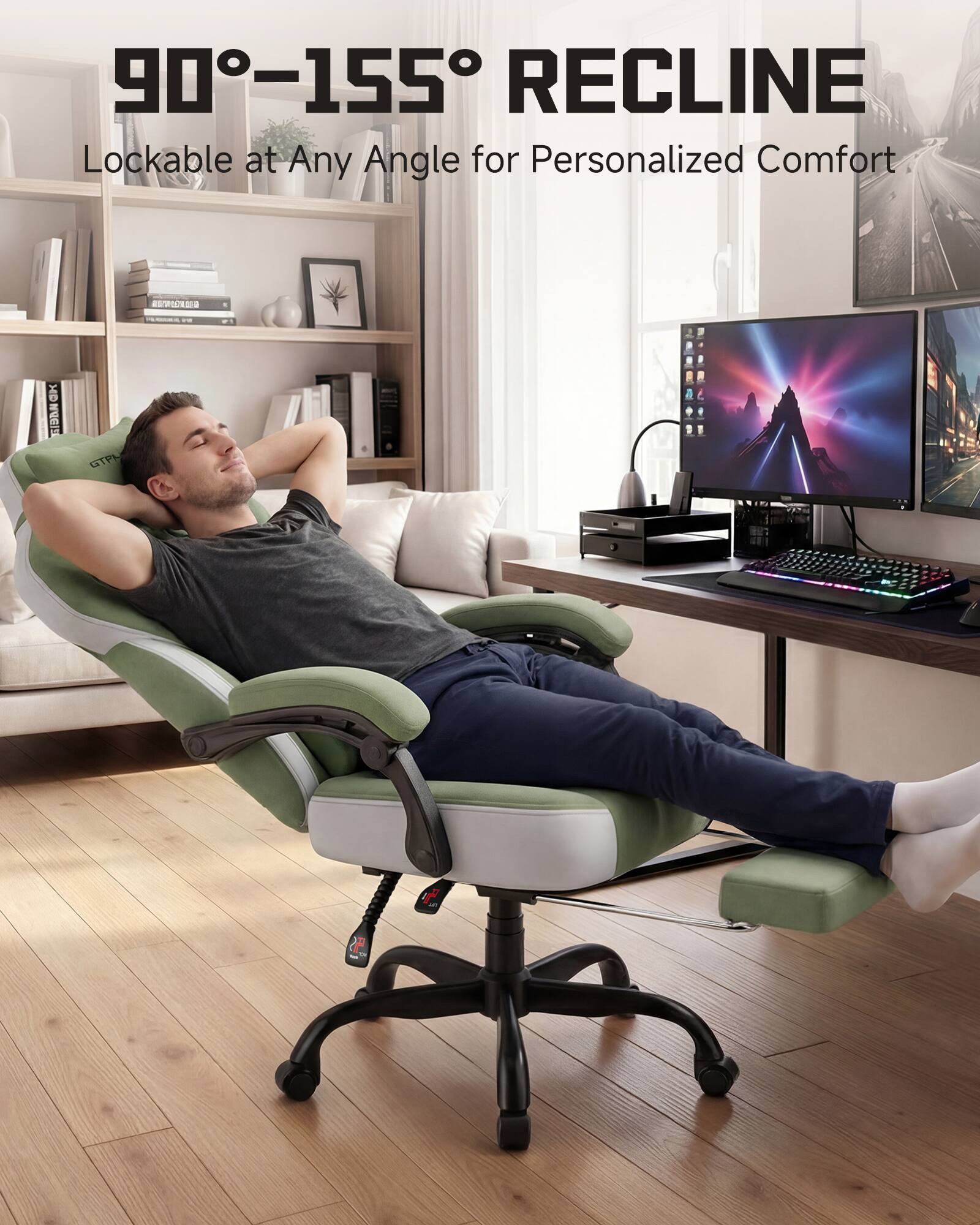 90°-155° RECLINE  
Lockable at Any Angle for Personalized Comfort