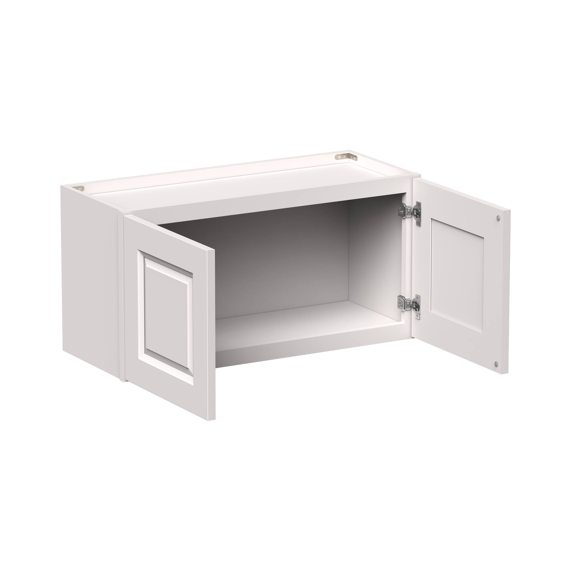 Front. Boyel Living - 30-in W x 15-in H x 12-in D Shaker RTA Kitchen Wall Cabinet with Soft-Close Doors - Glacier White.