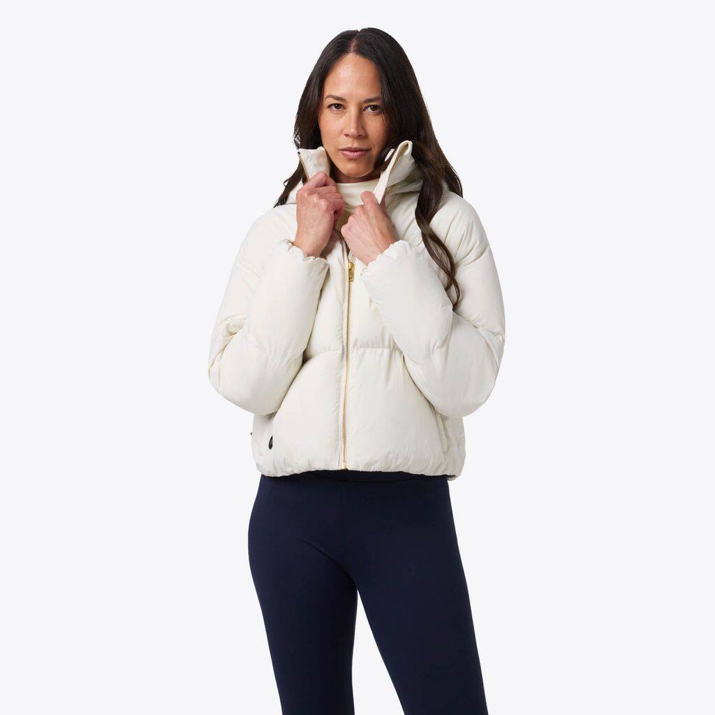 Alt View 4. Mobile Warming - App Controlled Women's Cloud IX Crop Puffer Heated Jacket - Cream.