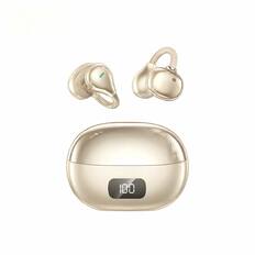 Front. Sugift - Open-Ear Clip-On True Wireless Earbuds with Bluetooth 5.4 and IPX6 Waterproof - Wireless Sport Headphones - Matte gold.