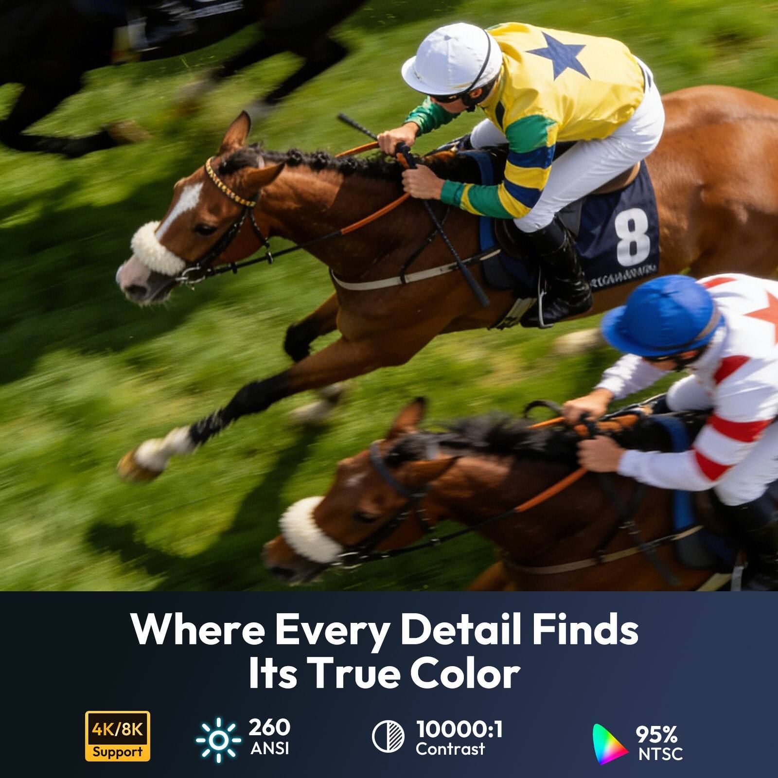 LARAID  
Where Every Detail Finds Its True Color  
4K/8K Support  
260 ANSI  
10000:1 Contrast  
95% NTSC