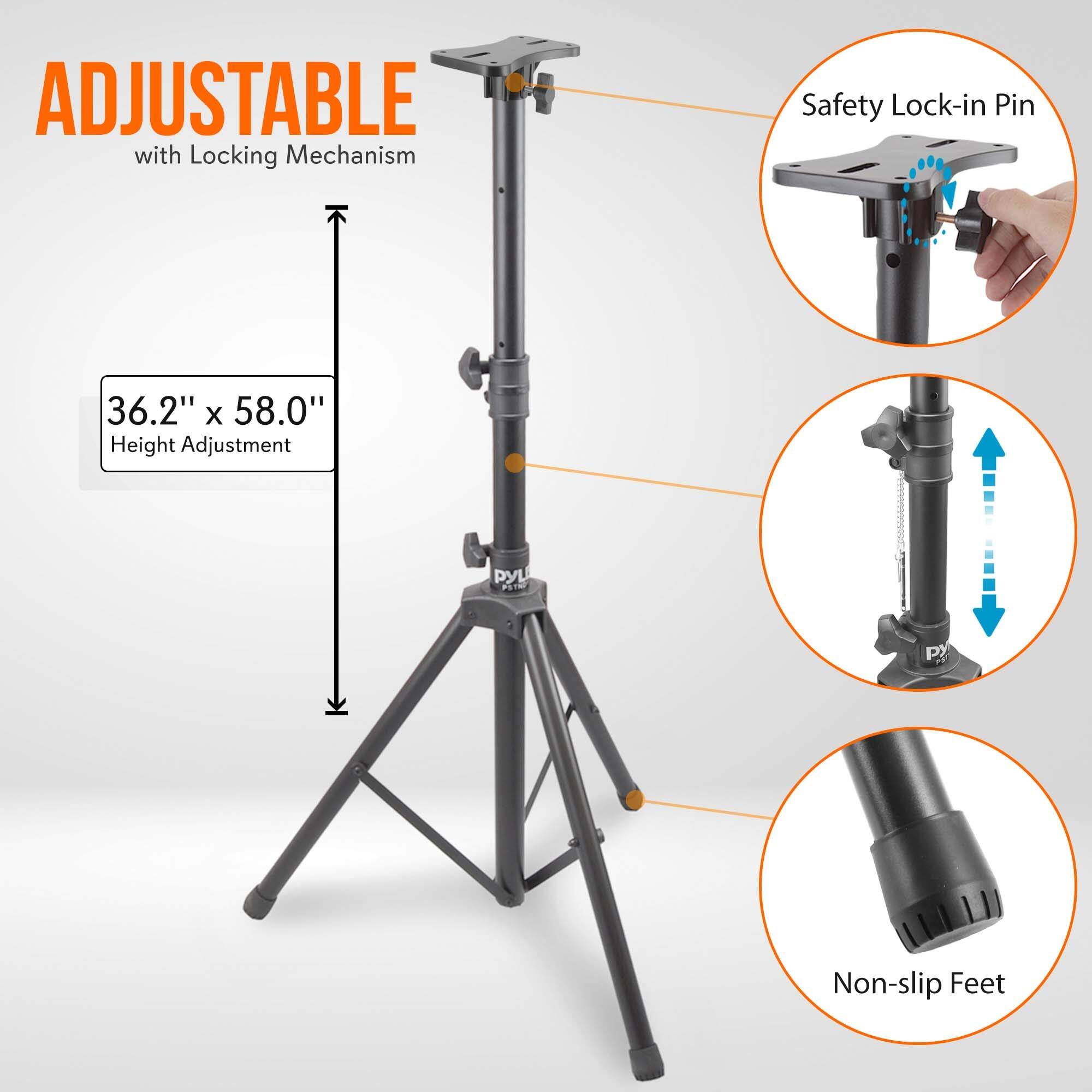 ADJUSTABLE with Locking Mechanism  
Safety Lock-in Pin  
36.2" x 58.0" Height Adjustment  
Non-slip Feet