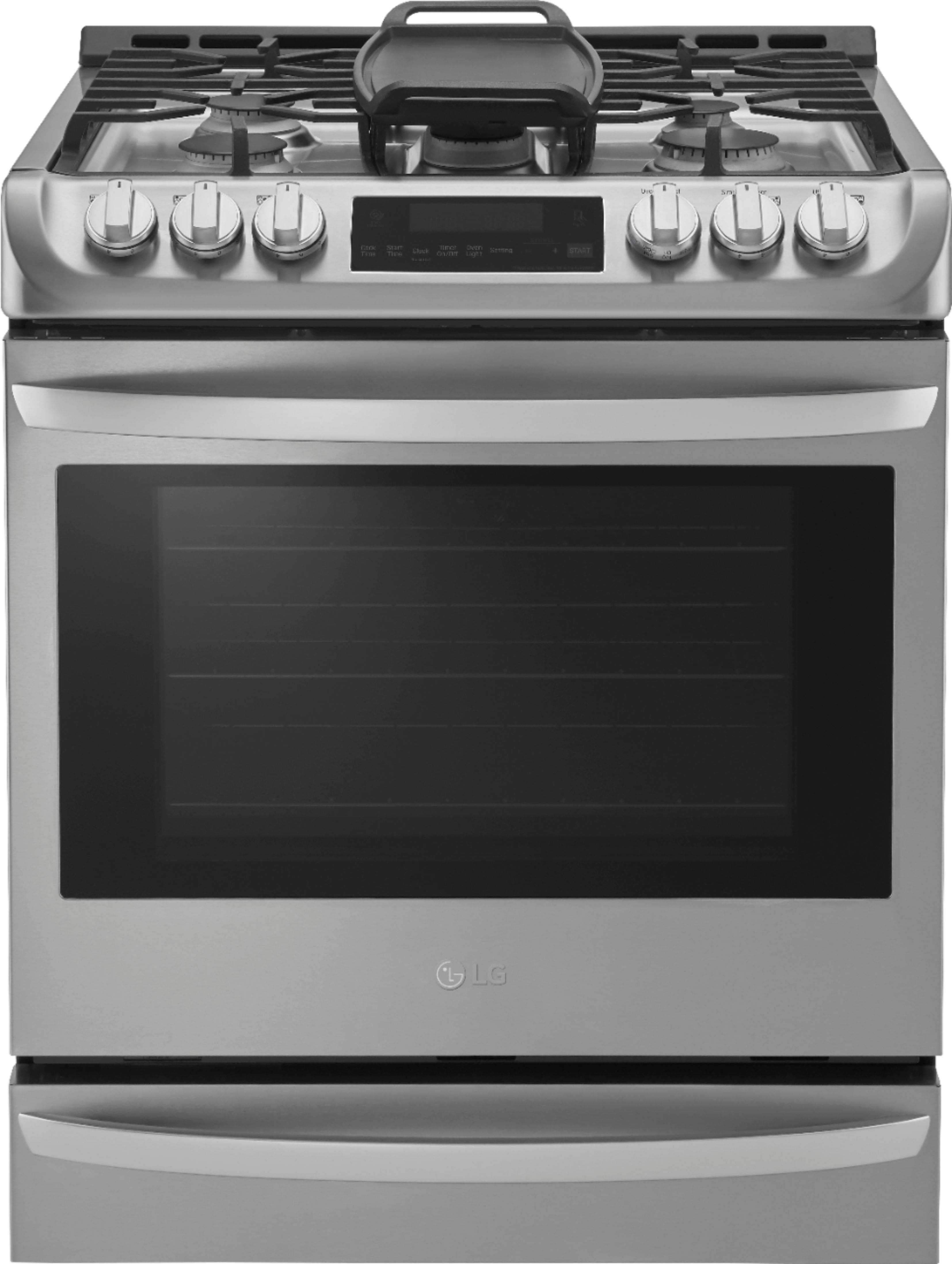 Front. LG - 6.3 Cu. Ft. Smart Slide-In Gas True Convection Range with EasyClean and UltraHeat Power Burner - Stainless Steel.
