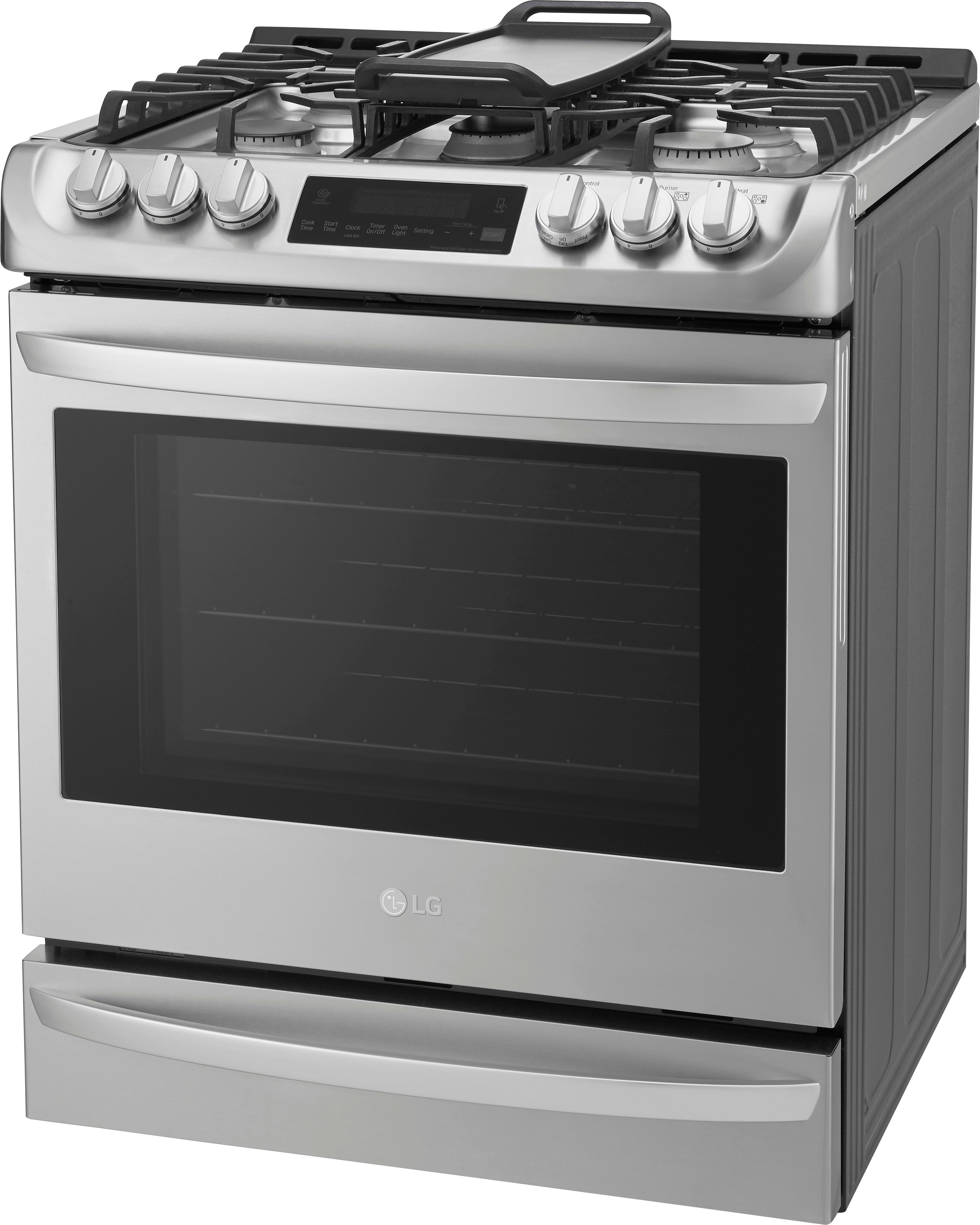 Left View: LG - 6.3 Cu. Ft. Self-Cleaning Slide-In Gas Range with ProBake Convection - Stainless steel