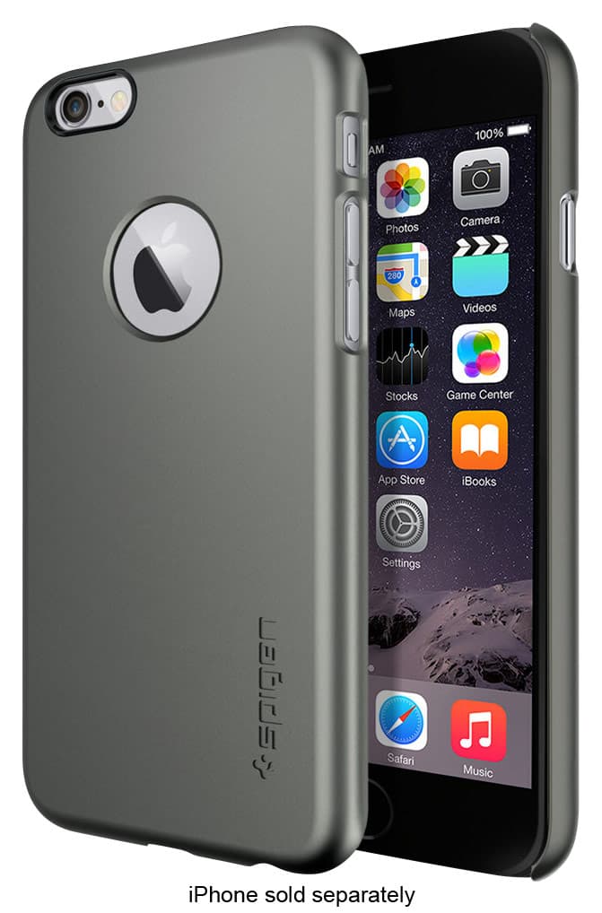 Front. Spigen - Thin Fit A Case for Apple® iPhone® 6 - Gunmetal.