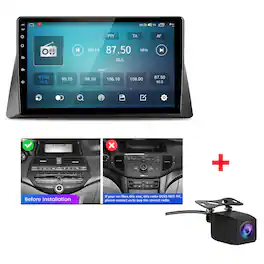 Junsun - For Honda Accord 2008-2013 Backup Camera 8Core 4+64GB Android15 carplay Car Stereo Radio GPS Navi FM WIFI RDS DSP SWC BT - Black