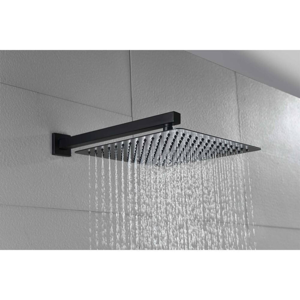 Left. JUJABU - 12" Rain Shower Head Systems Wall Mounted Shower Matte Black - Matte Black.