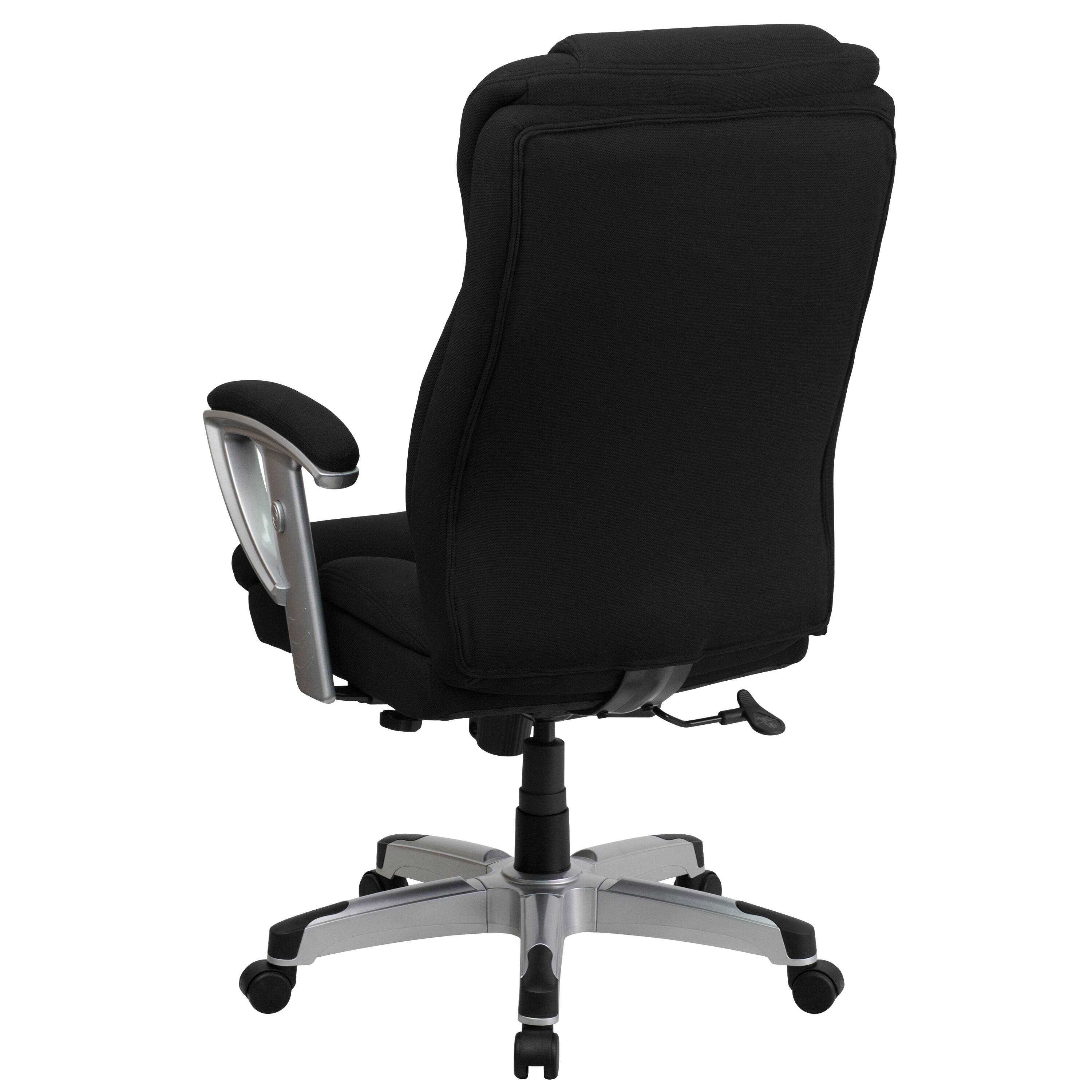 Alt View 5. Emma + Oliver - 400 lb. Big & Tall High Back Ergonomic Office Chair, Silver Adjustable Arms - Black Fabric.