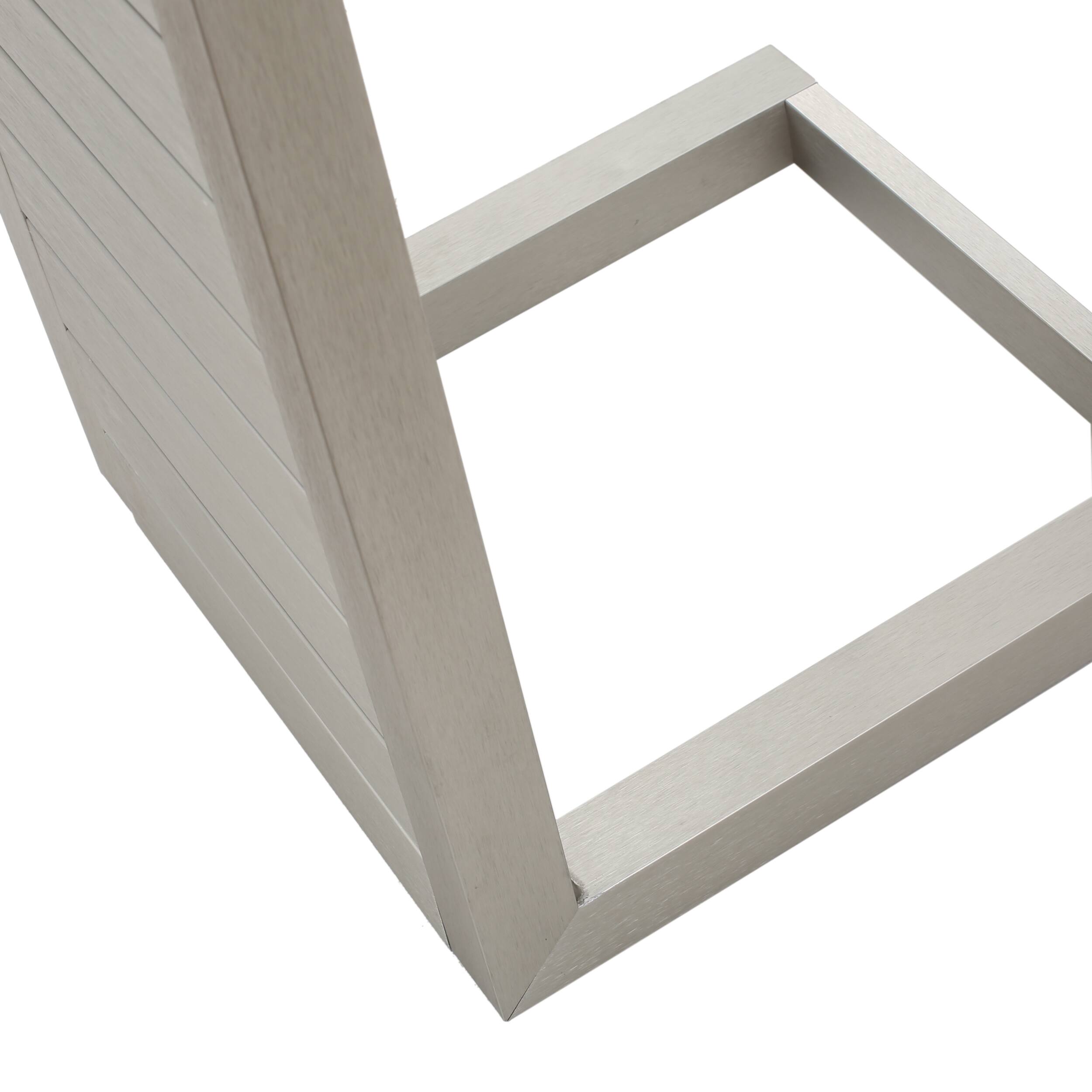 Alt View 4. Mondawe - C-Shaped Aluminum Outdoor Side Table - Silver.