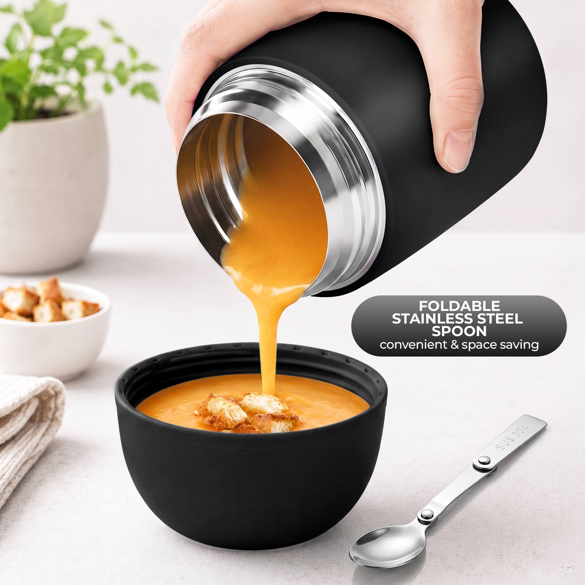 FOLDABLE STAINLESS STEEL SPOON convenient & space saving 304 SUS