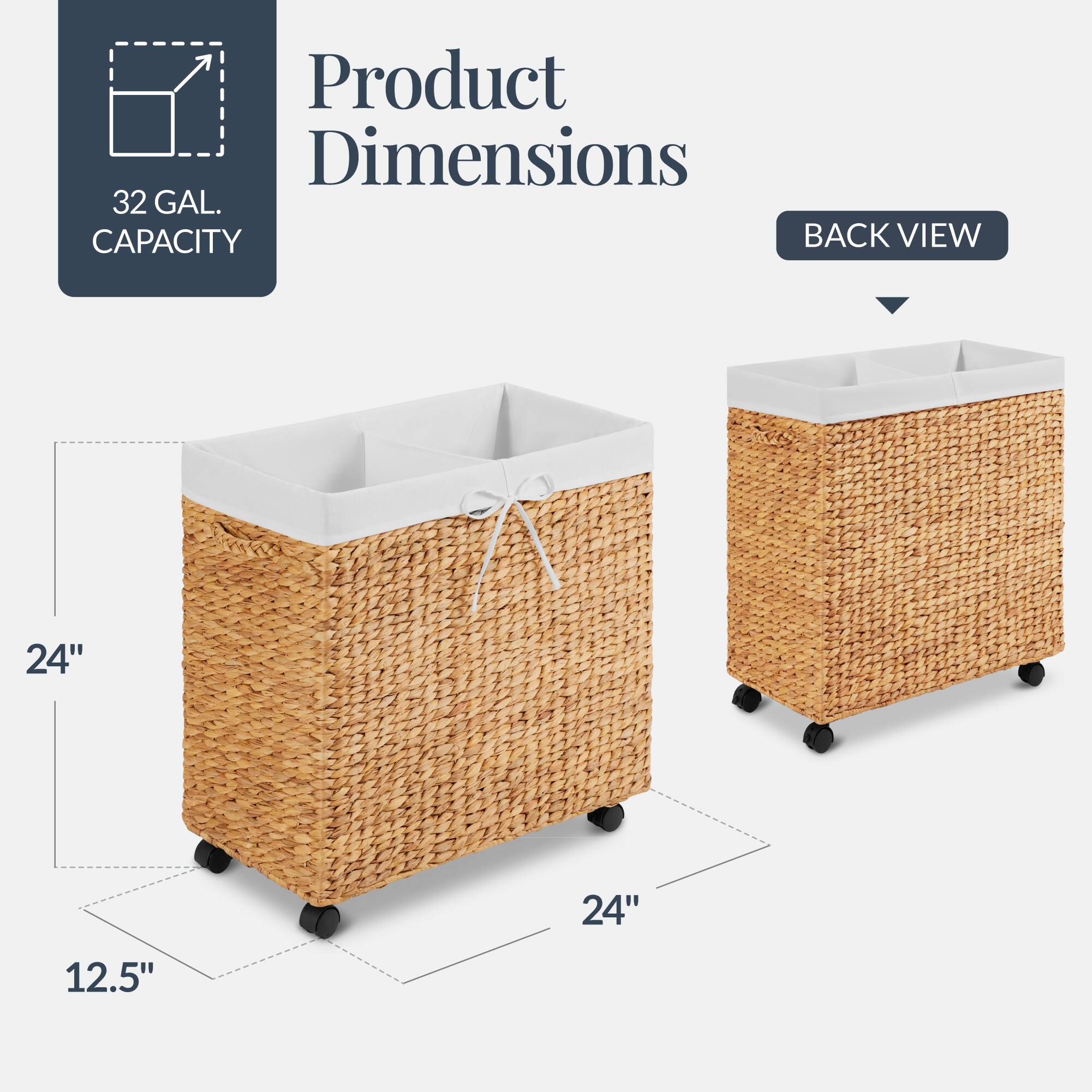 Product Dimensions  
32 GAL. CAPACITY  
BACK VIEW  
24"  
24"  
12.5"