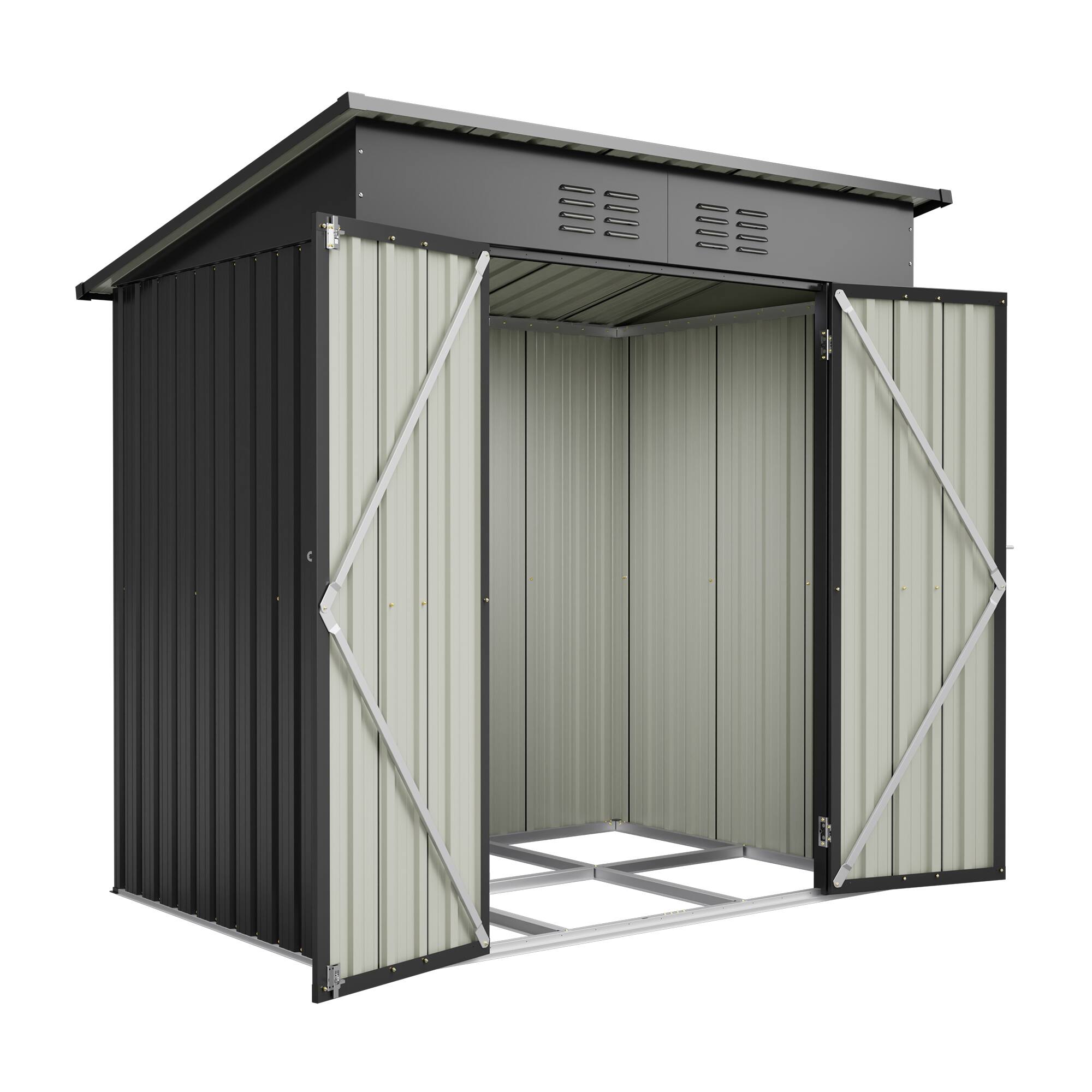 Alt View 9. Mondawe - 6x4 FT Outdoor Storage Shed With Floor Base - Black.